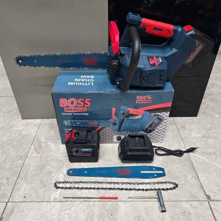 خرید و قیمت اره زنجیری شارژی ۳۰ و ۴۰ سانت صنعتی ۲۰ سلول دو ساطور باس مدل ۵_۳۲۱